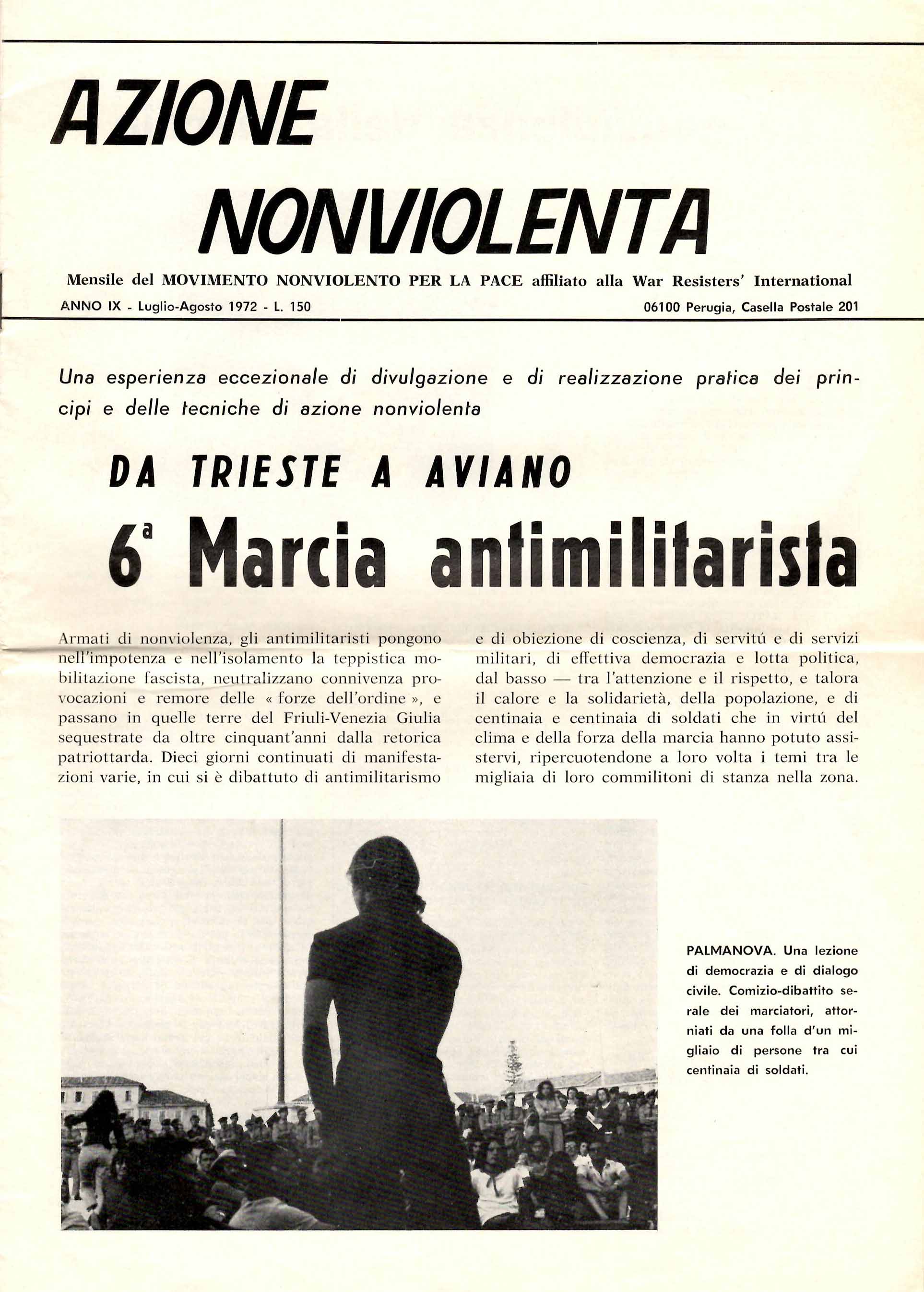 Azione nonviolenta. Mensile del Movimento nonviolento per la pace affiliato alla War Resister